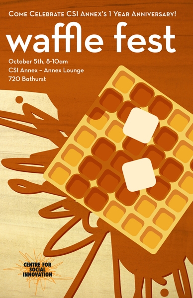 Illustration 12. Poster for “Waffle Fest,” designed by Gil Martinez for The Center for Social Imagination, Toronto, CA. (October 5, 2011), https://www.behance.net/gallery/2400988/Centre-for-Social-Innovation-Waffle-Fest